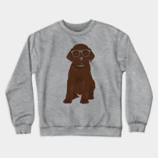 Cute Hipster Chocolate Labrador Retriever Puppy T-Shirt for Dog Lovers Crewneck Sweatshirt